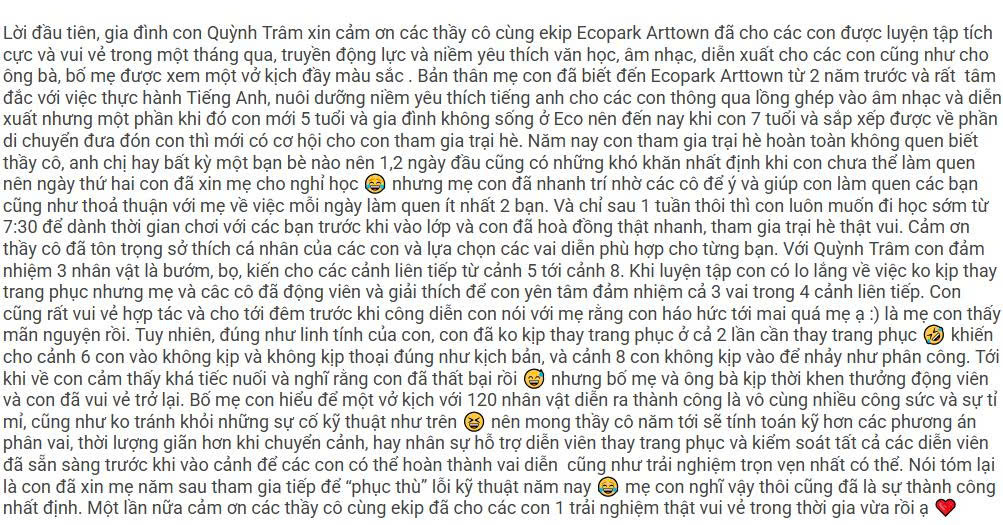 Feedback phụ huynh - Dự án Cats