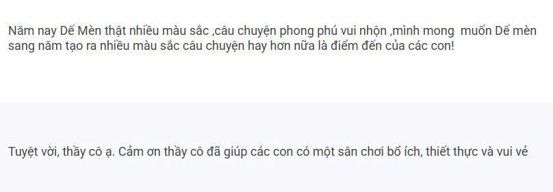 Feedback phụ huynh - Dự án nhạc kịch Arttown